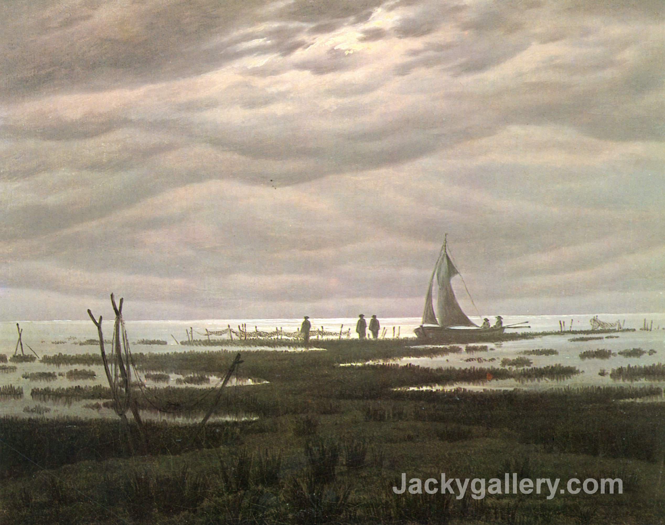 Flat country shank at Bay of Greifswald by Caspar David Friedrich paintings reproduction